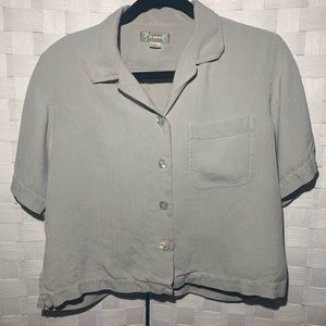 Tommy Bahama Green Button Down Silk Top